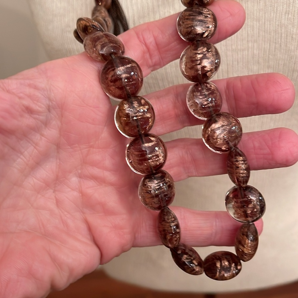 Coldwater Creek Copper Colored Murano Glass Beads & Antique Copper Chain - Picture 11 of 16